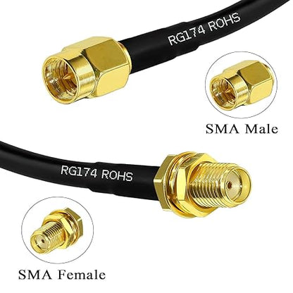 SMA Male to SMA Female Bulkhead Low Loss RG174 RF Coaxial Cable 3 Meter (9.8FT) -Pack -1