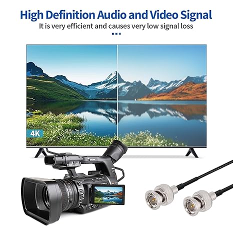 BNC Male to BNC Male RG174 Low Loss Coaxial Extension Cable – 2M / 6.56FT (Pack of 1)