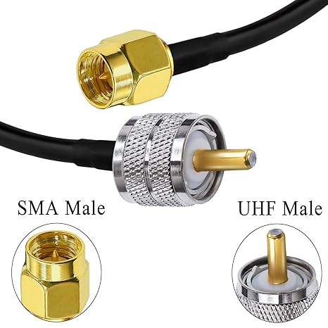 RG58 UHF Male to SMA Male Coaxial Jumper Cable 65.6ft(20M) Low Loss Extension Cable (Pack of 1)