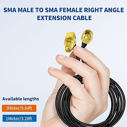 SMA Male to SMA Female Right Angle Low Loss RG174 RF Coaxial Cable 3 Meter (9.8FT) -Pack -1