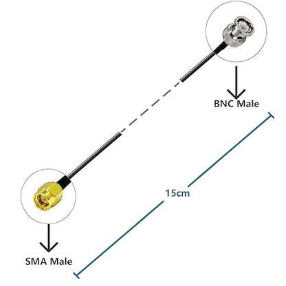 SMA Male to BNC Male RF Coaxial Cable – RG174 Adapter Cord, 15cm / 6in -Pack -1