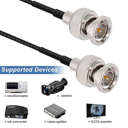 BNC Male to BNC Male RG174 Low Loss Coaxial Extension Cable – 2M / 6.56FT (Pack of 1)
