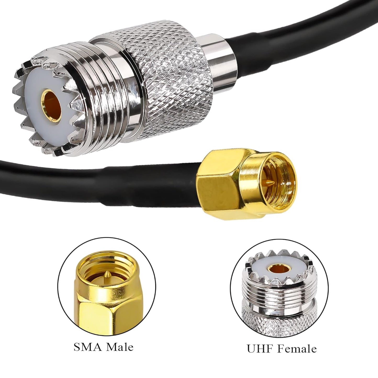 RG58 UHF Female to SMA Male Coaxial Jumper Cable 5M (16.4 ft) Low Loss Extension Cable (Pack of 1)