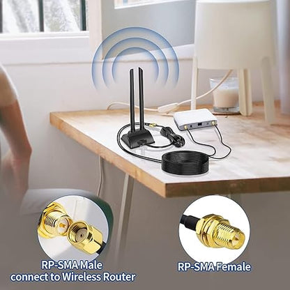 RP-SMA Male to RP-SMA Female Bulkhead Low Loss RG174 RF Coaxial Cable 1 Meter (3.28FT) -Pack -1
