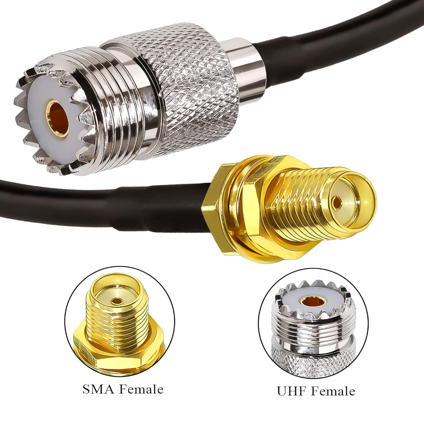 RG58 UHF Female to SMA Female Coaxial Jumper Cable 32.8ft(10M) Low Loss Extension Cable (Pack of 1)