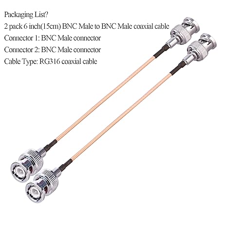 RG316 BNC Male to BNC Male 6inch(15cm) Coaxial Cable -Pack -2