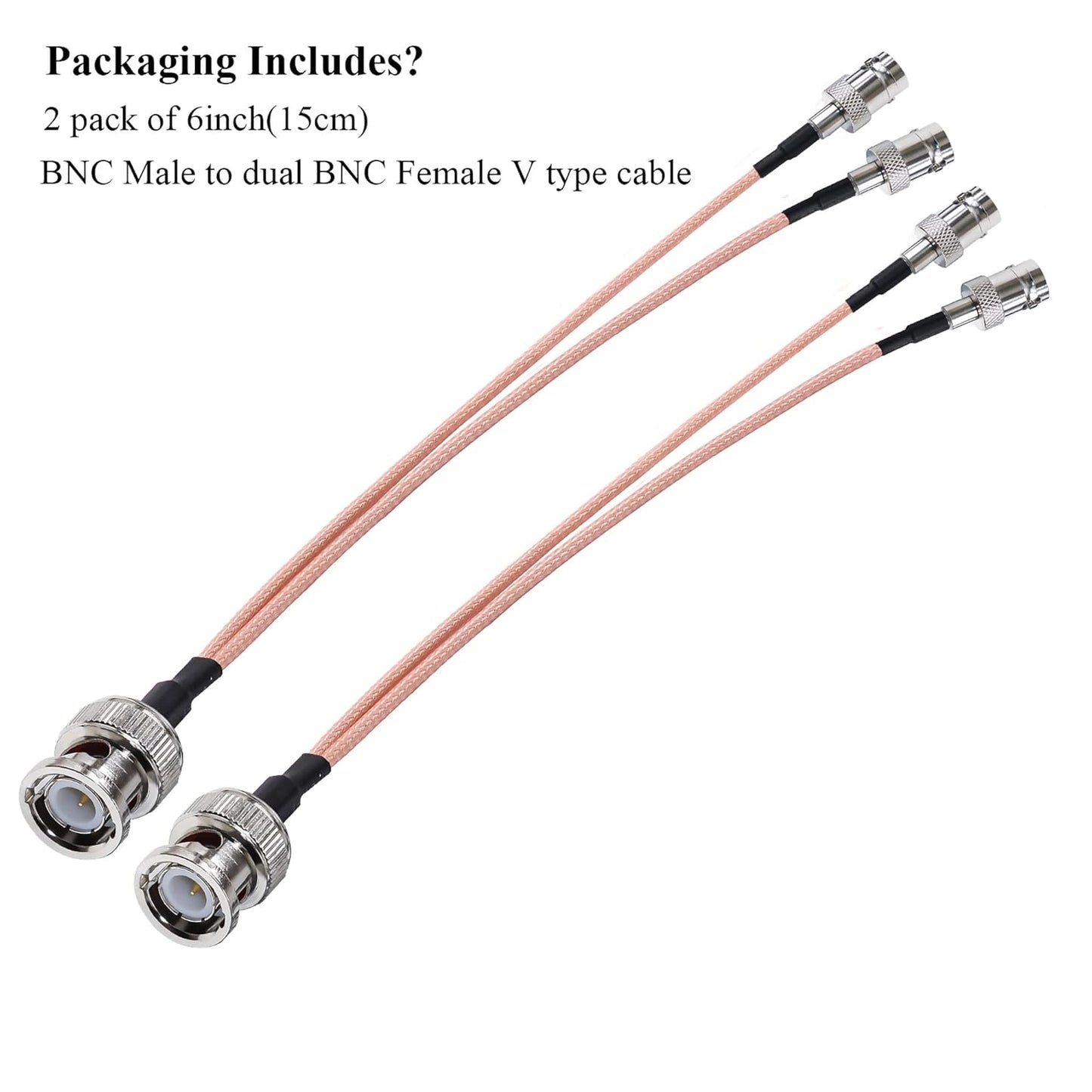 RG316BNC Male to Dual BNC Female 6inch(15cm) Coaxial Cable -Pack -2