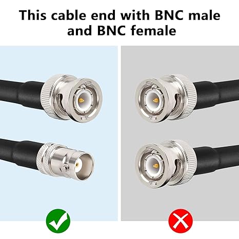 RG58 BNC Male to BNC Female Coaxial Jumper Cable 3.3ft(1 Meter) Low Loss Extension Cable - Pack - 1