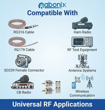 UHF Connector PL259/ RG-316 Male Plug Crimp Coax Adapter  -Pack -3