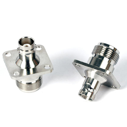 N Type Female to BNC Female 4 Hole Flange Panel Mount Adapter Connector (Pack of 2)