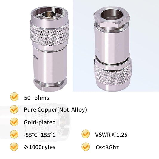ABONIX N Male Connector Clamp HLF400/LMR400 RF Connector Adapter- Pack-5