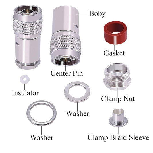ABONIX N Male Connector Clamp for HLF400/LMR400 RF Connector Adapter- Pack-3