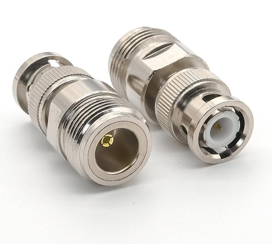 N Female to BNC Male RF Connector Adapter, 50 Ohm - Pack- 2