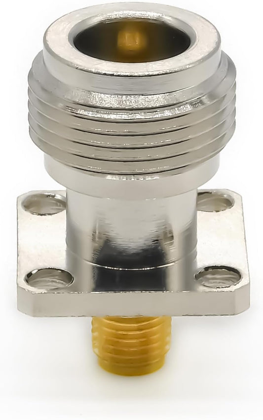 ABONIX N Female to SMA Female RF Panel Mount Adapter, 17.5mm Flange - Pack- 1