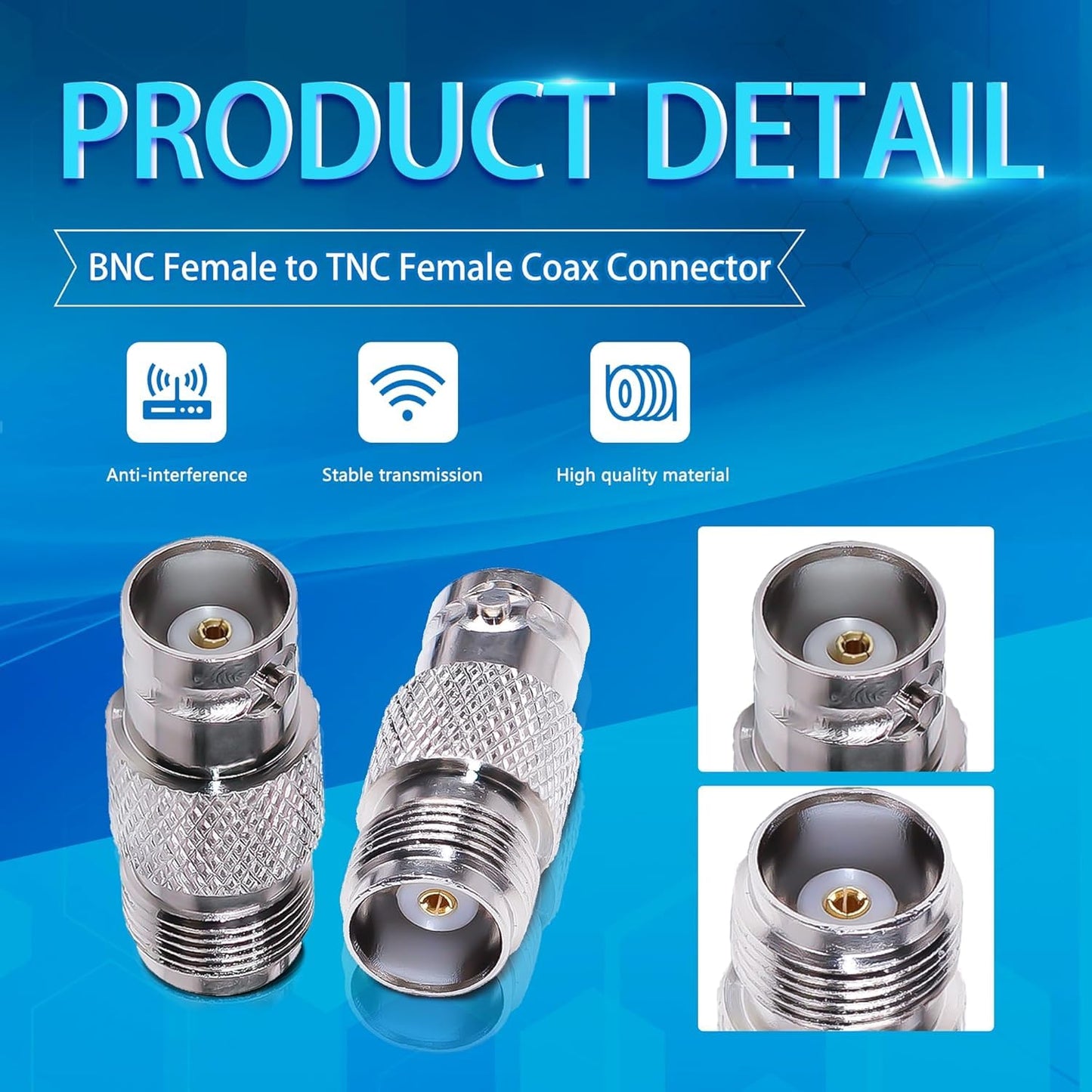 ABONIX BNC Female to TNC Female Coaxial Adapter for RF Equipment - Pack- 2