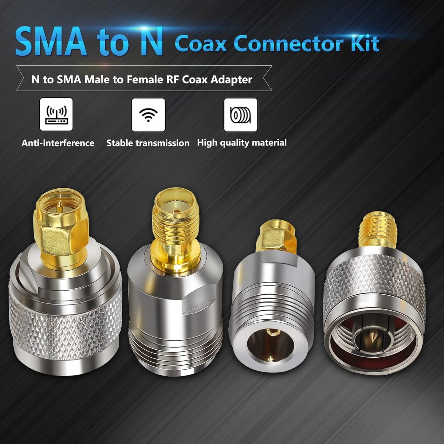 ABONIX N Male/Female to SMA Male/Female RF Coax Adapter Kit- Pack - 4