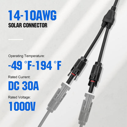 ABONIX MC4 Y Splitter Connector, 1 Pair Solar Panel Parallel Adapter Cable (M/FF + F/MM)