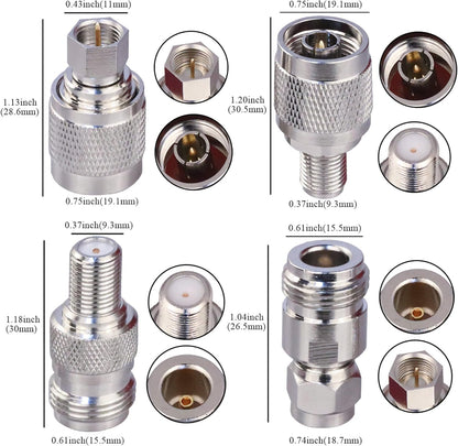 ABONIX N to F Adapter Kit 4 PCS, N Male to F Female RF Coaxial Connector Set
