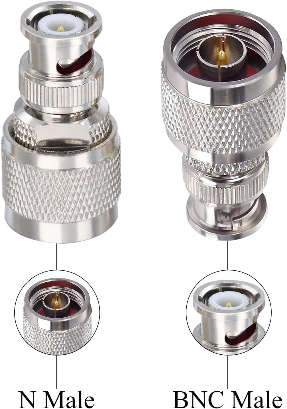 ABONIX BNC Male to N Male RF Coax Adapter Connector -  Pack- 3