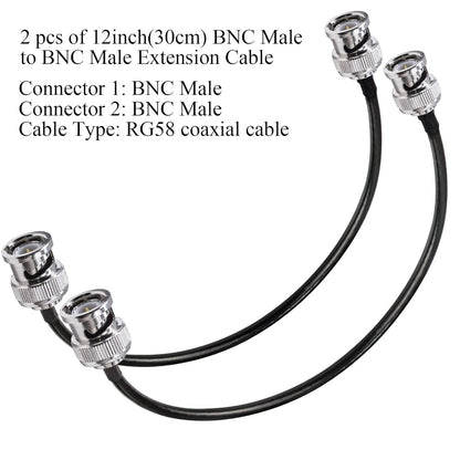 ABONIX RG58 BNC Male to Male Jumper Cable 1ft, Low Loss HD-SDI RF Coax Cable- Pack- 2