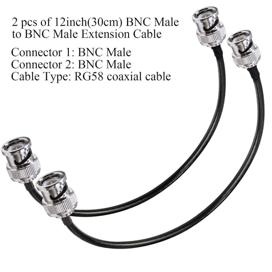 ABONIX RG58 BNC Male to Male Jumper Cable 1ft, Low Loss HD-SDI RF Coax Cable- Pack- 2