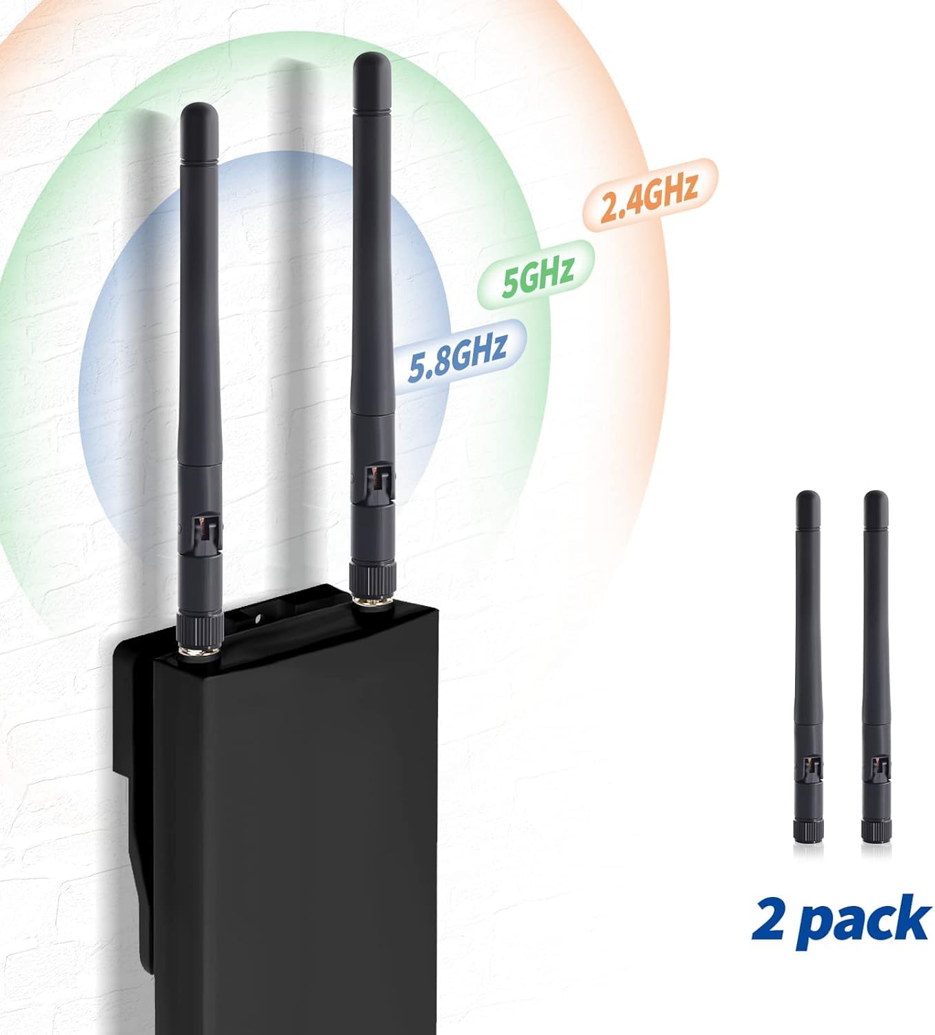 ABONIX 3dBi Dual Band WiFi Antenna SMA Male for Wireless IP Camera & CCTV- Pack- 2
