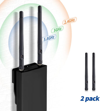 ABONIX 3dBi Dual Band WiFi Antenna SMA Male for Wireless IP Camera & CCTV- Pack- 2