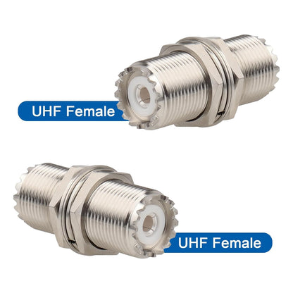 ABONIX UHF Female to Female Panel Mount SO-239 Adapter, RF Coax- Pack- 2