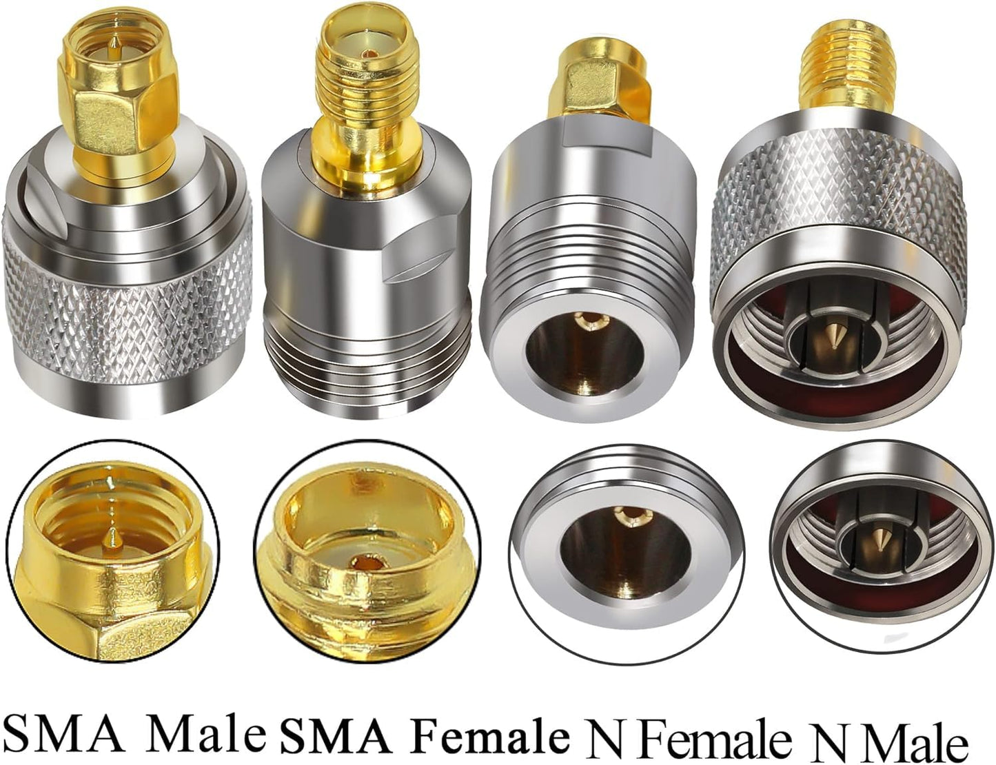 ABONIX N Male/Female to SMA Male/Female RF Coax Adapter Kit- Pack - 4