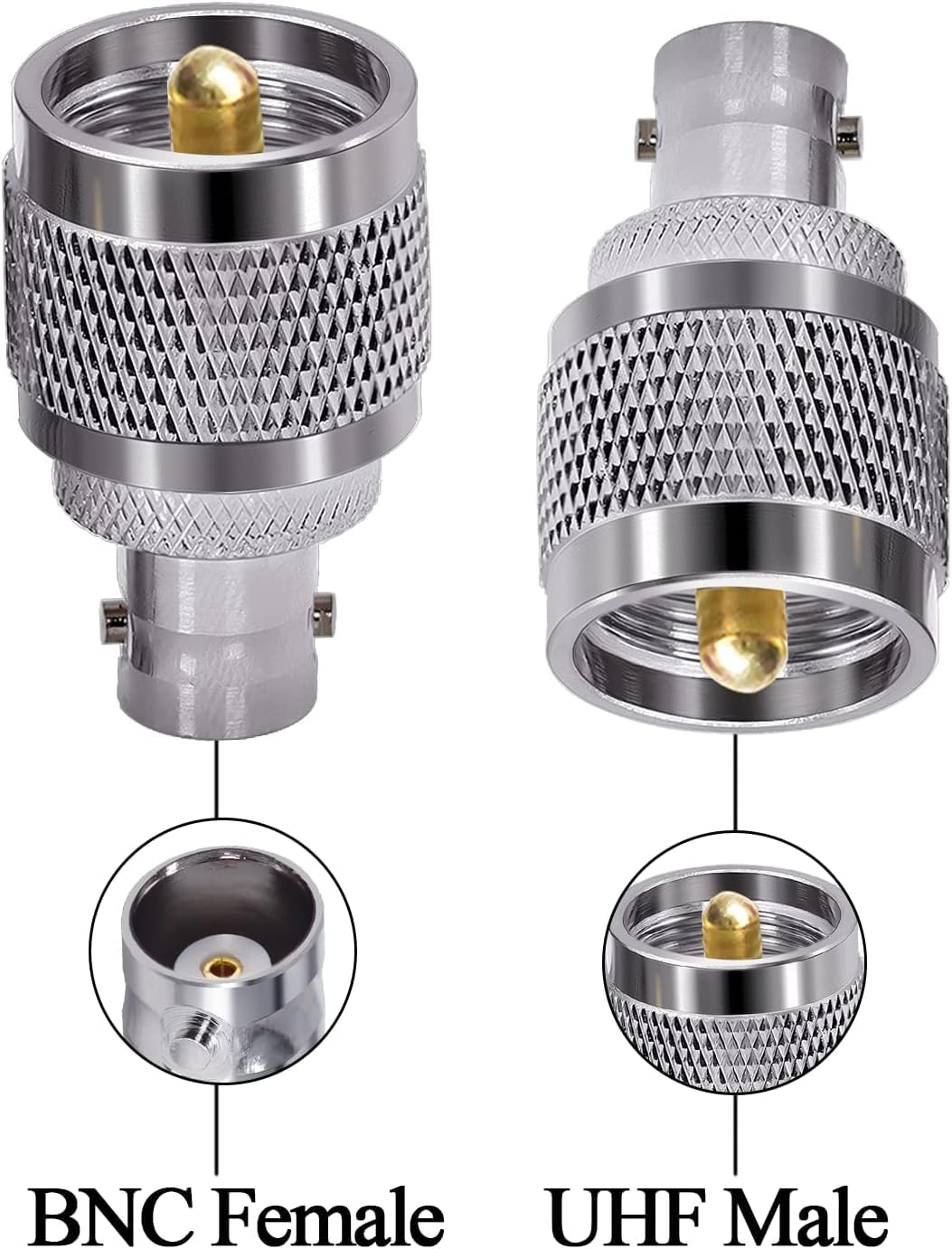 ABONIX BNC Female to UHF Male RF Coax Adapter, Pack- 3