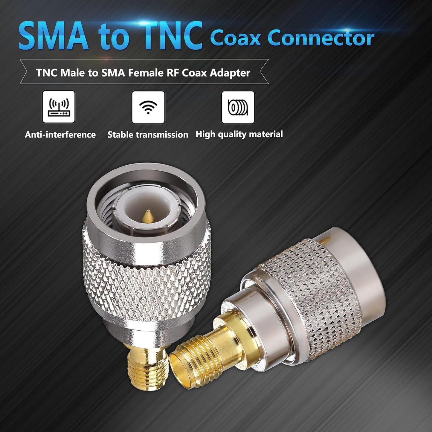 ABONIX SMA Female to TNC Male RF Adapter, Coaxial Connector- Pack- 2