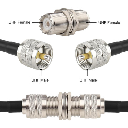 ABONIX UHF Female to Female Panel Mount SO-239 Adapter, RF Coax- Pack- 2