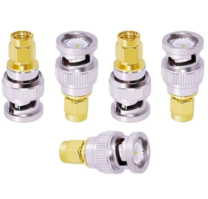 SMA Male to BNC Male Coax Cable Adapter Connector (Pack of 5)