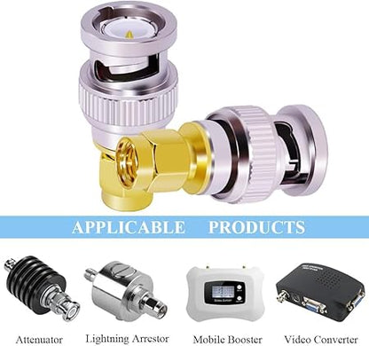 SMA Male to BNC Male Coax Cable Adapter Connector (Pack of 5)