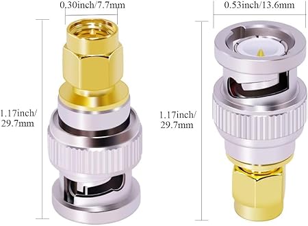 SMA Male to BNC Male Coax Cable Adapter Connector (Pack of 1)