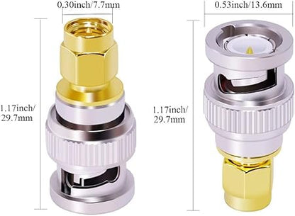 SMA Male to BNC Male Coax Cable Adapter Connector (Pack of 4)