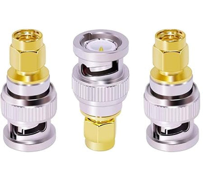 SMA Male to BNC Male Coax Cable Adapter Connector (Pack of 3)