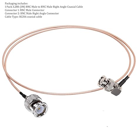 RG316 Right Angle BNC Male to BNC Male 3.28ft(1M) 50Ohm Extension Cable -Pack -1