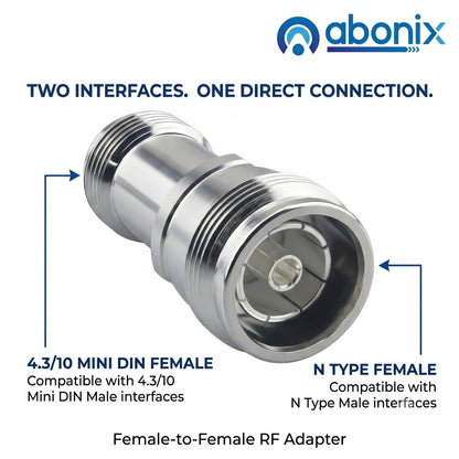 4.3-10 Mini DIN Female to N Female Jack Connector RF Straight Adapter - Pack - 1