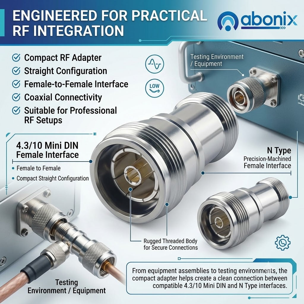 4.3-10 Mini DIN Female to N Female Jack Connector RF Straight Adapter - Pack - 1