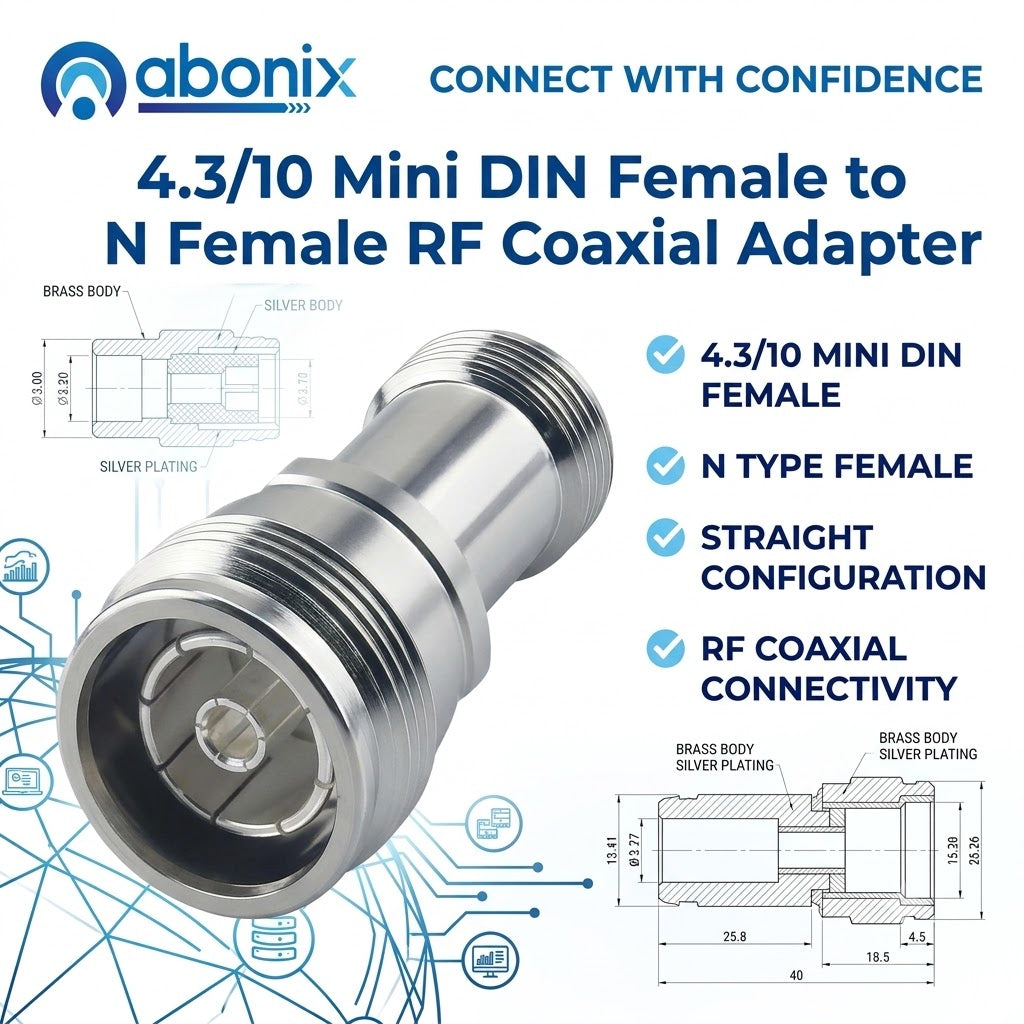 4.3-10 Mini DIN Female to N Female Jack Connector RF Straight Adapter - Pack - 1