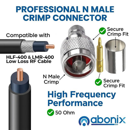 ABONIX N Male Crimp Connector N Type Plug Adapter, Pack- 3