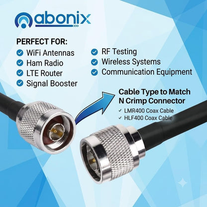 ABONIX N Male Crimp Connector N Type Plug Adapter, Pack- 3