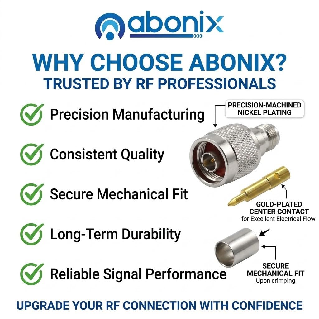 ABONIX N Male Crimp Connector for HLF-400 and LMR-400, Pack- 2