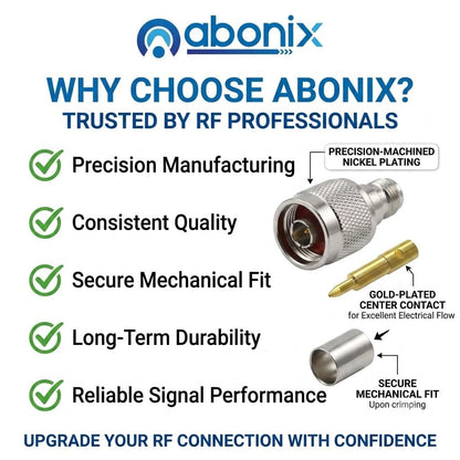 ABONIX N Male Crimp Connector N Type Plug Adapter, Pack- 3