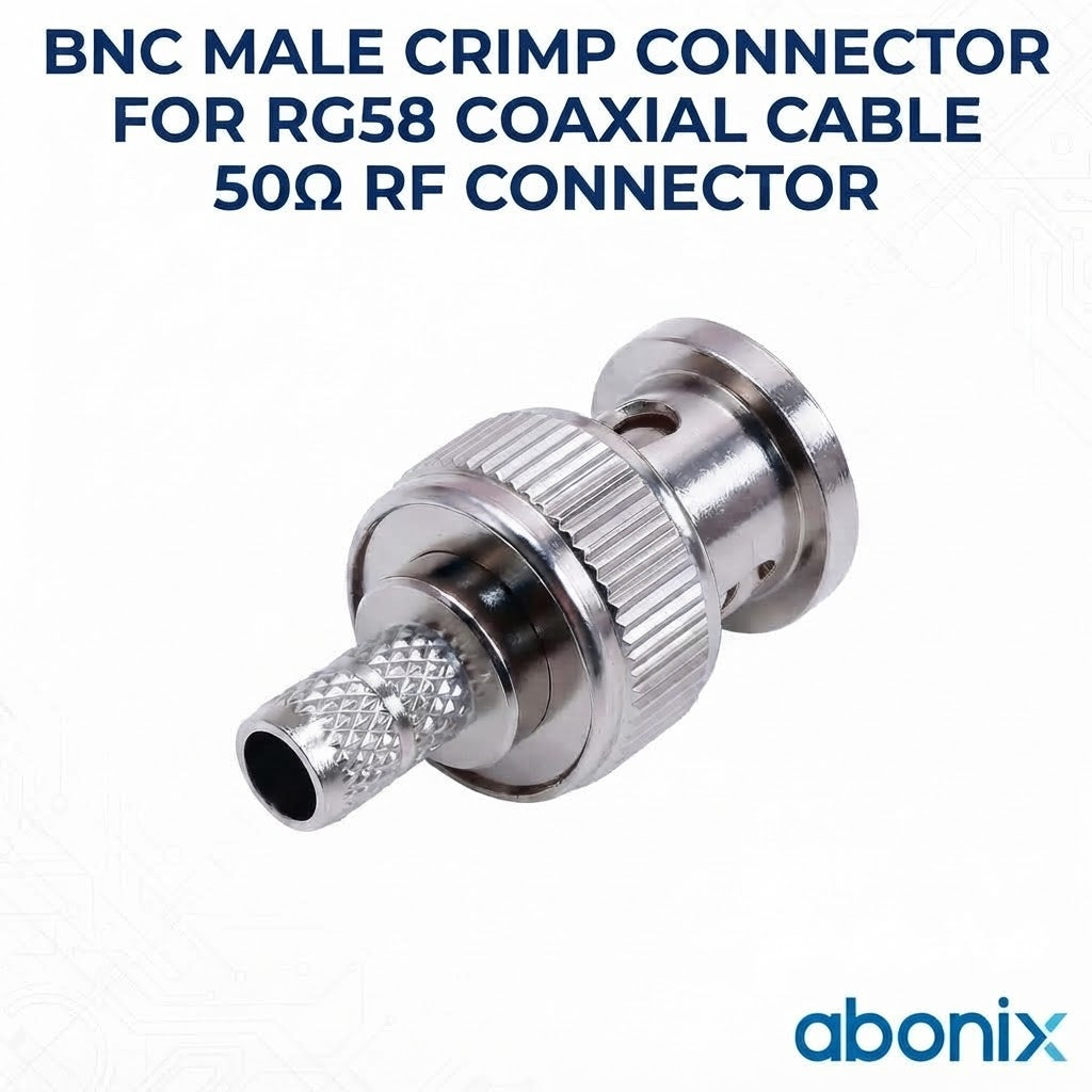 BNC Male Crimp Coaxial Adapter Connector for Cable RG58 -Pack -4