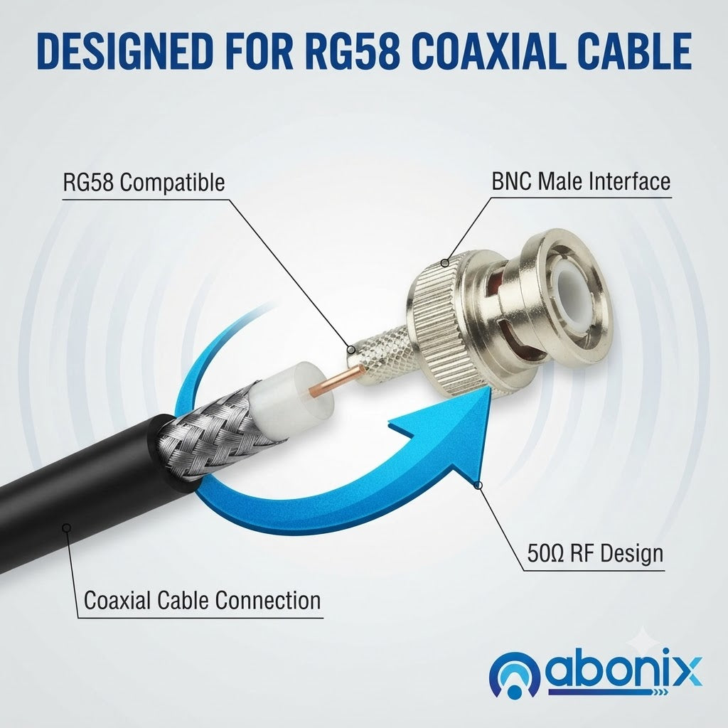 BNC Male Crimp Coaxial Adapter Connector for Cable RG58 -Pack -4