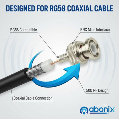 BNC Male Crimp Coaxial Adapter Connector for Cable RG58 -Pack -4