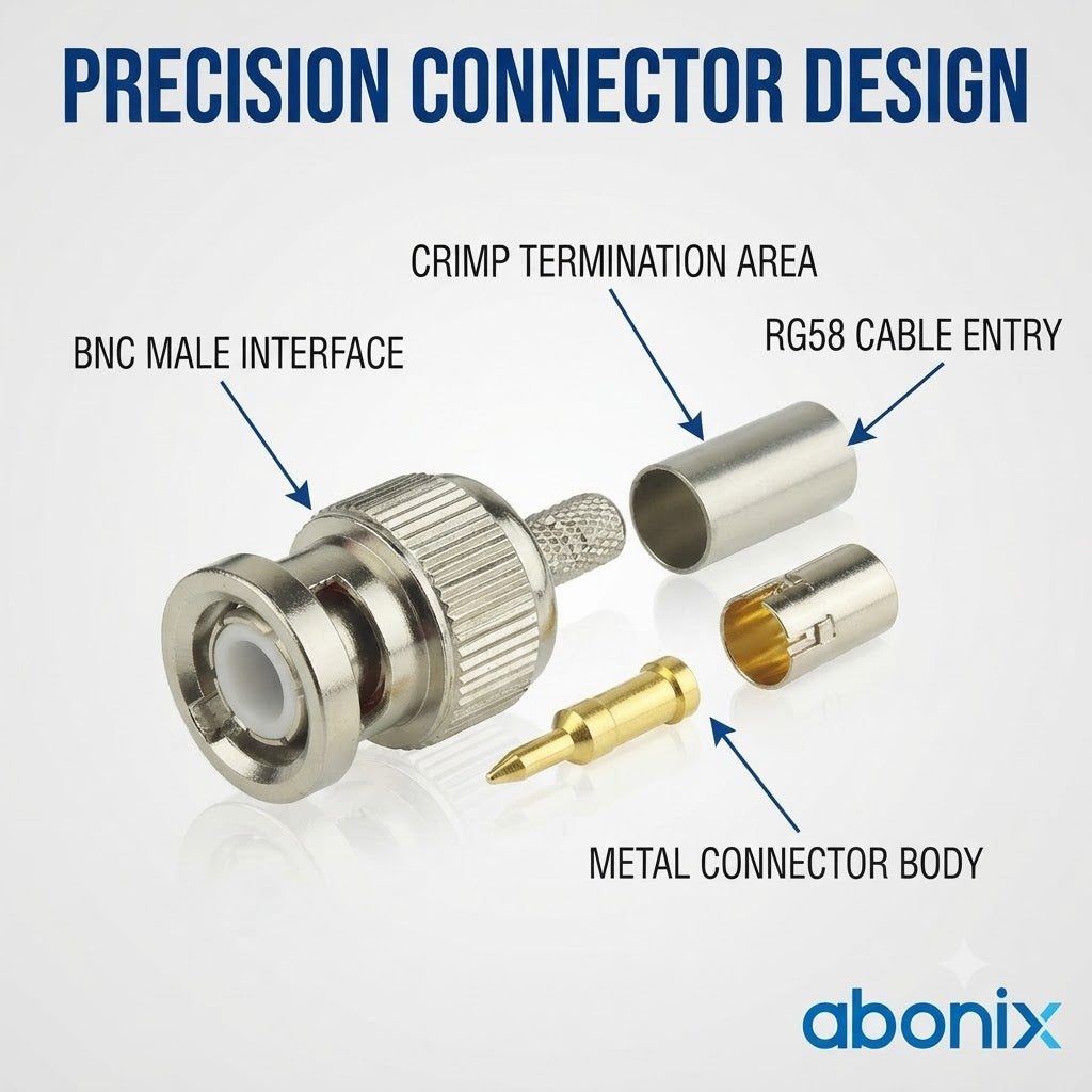 BNC Male Crimp Coaxial Adapter Connector for Cable RG58 -Pack -4