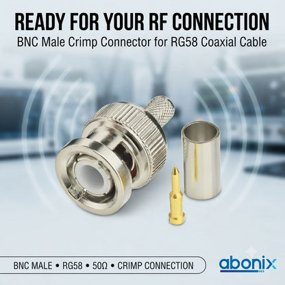 BNC Male Crimp Coaxial Adapter Connector for Cable RG58 -Pack -4